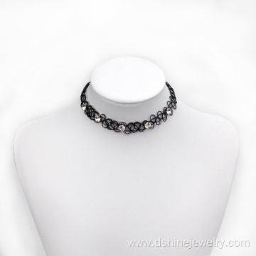 Crystal Rhinestone Elastic Black Tattoo Choker Necklace